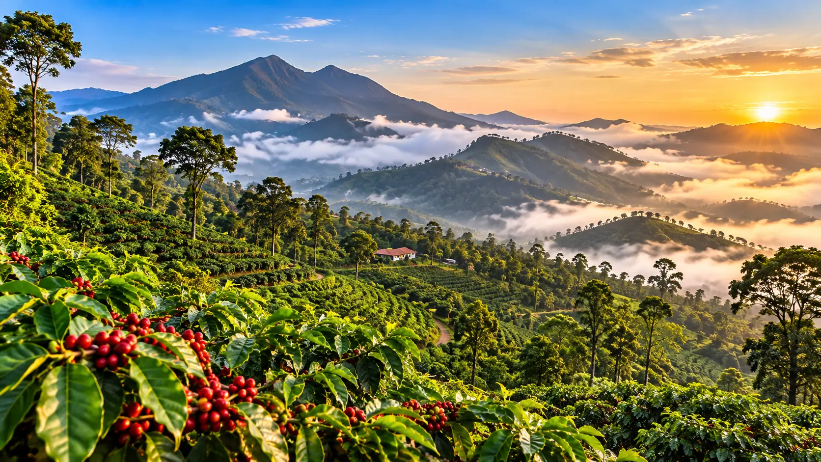 Green hills and coffee plantations in Chikmagalur