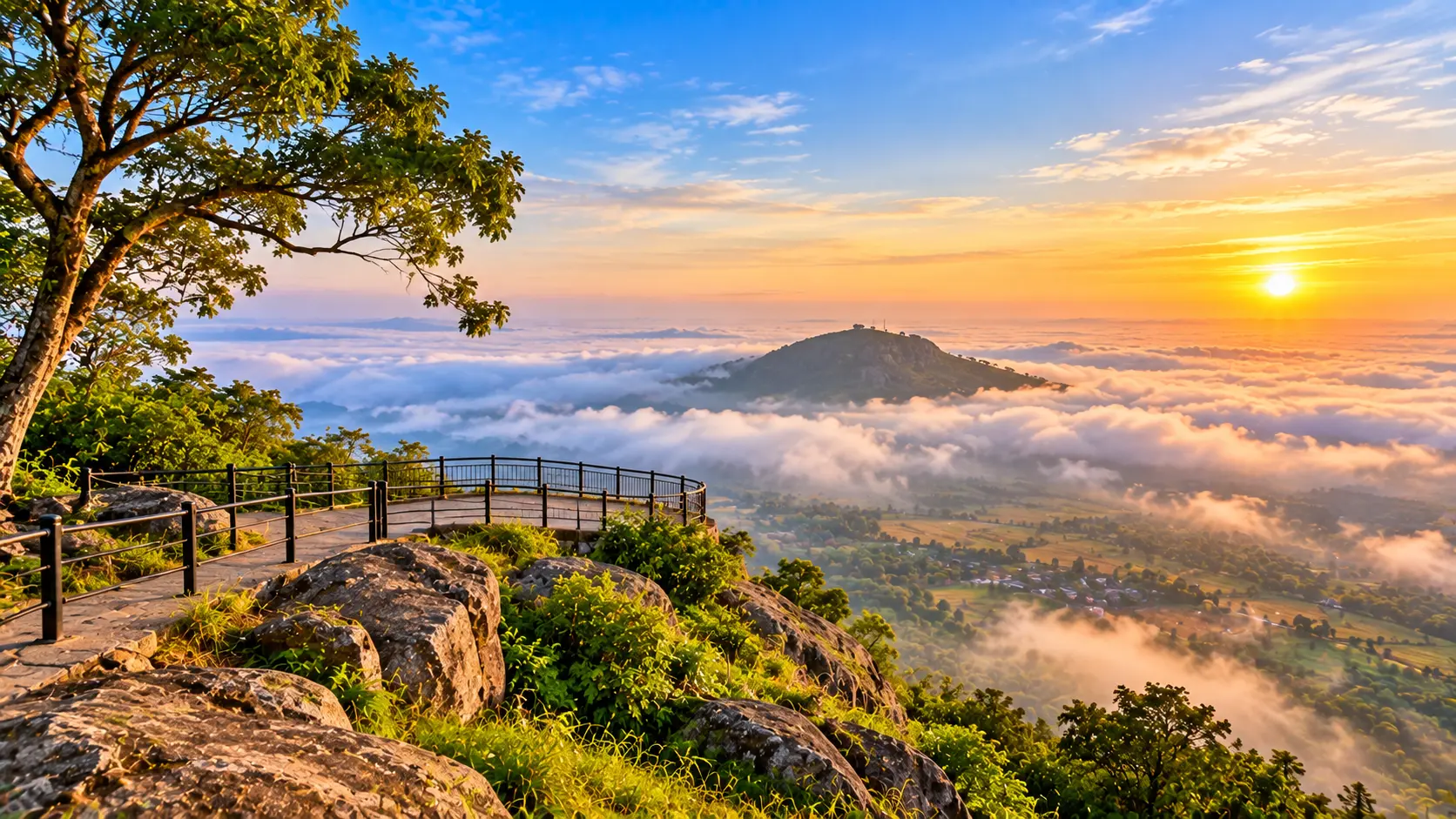 Scenic mountain viewpoint at Nandi Hills